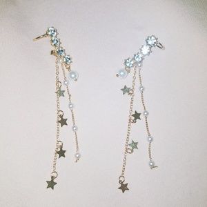 Dangling Pearl and stars earrings